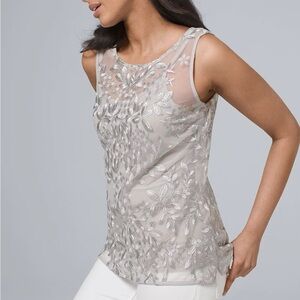 Elegant Silver Floral Embroidered Women's Top
